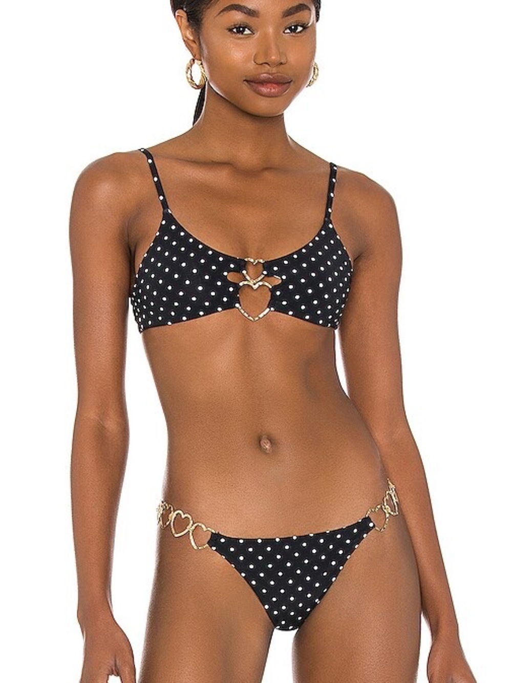 Beach Bunny Bikini Top Lexi Love Bralette Black & White Dot Size Small.